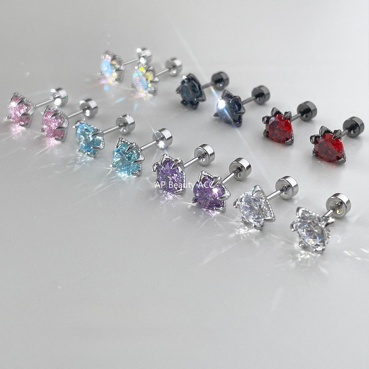 A관 - 티타늄 스틸 단일 큐빅 피어싱 귀걸이 [EH-4199] 25.10-3