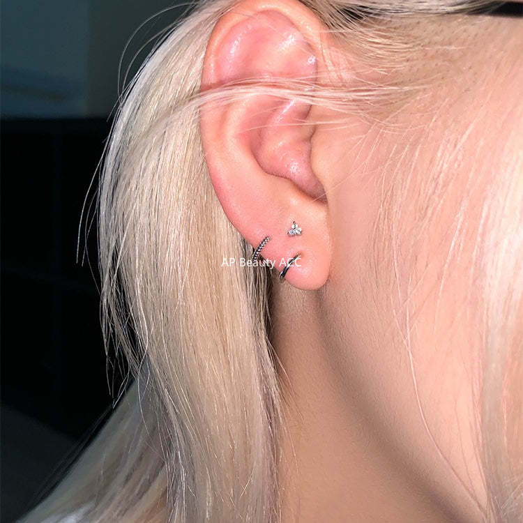 A관 - 삼각 갈고리 모양 큐빅 925 은침 귀걸이 [EH-4289] 25.12-1