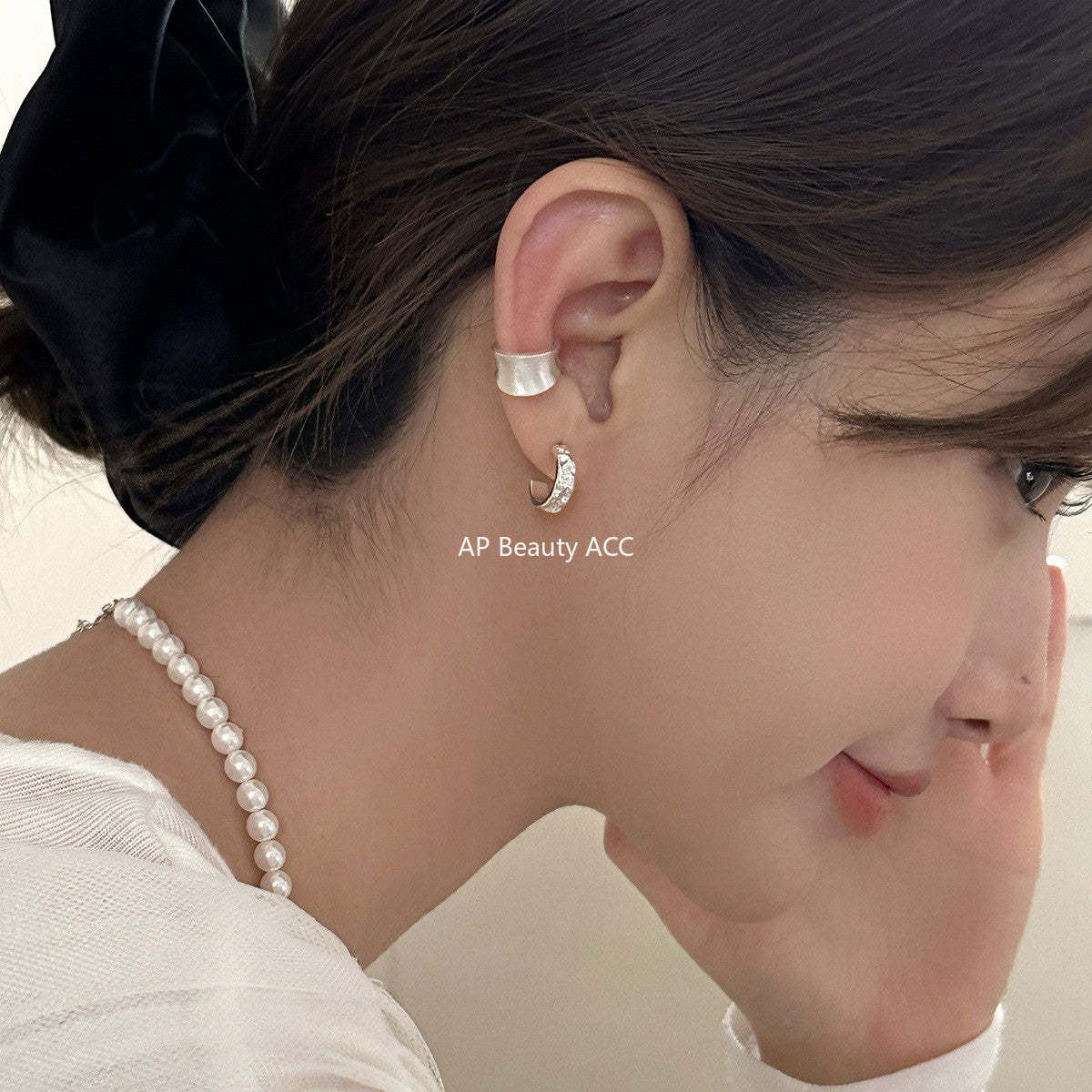 A관 - 925 은침 불규칙 텍스처 C형 비대칭 귀걸이 [EH-3720] 25.06-4