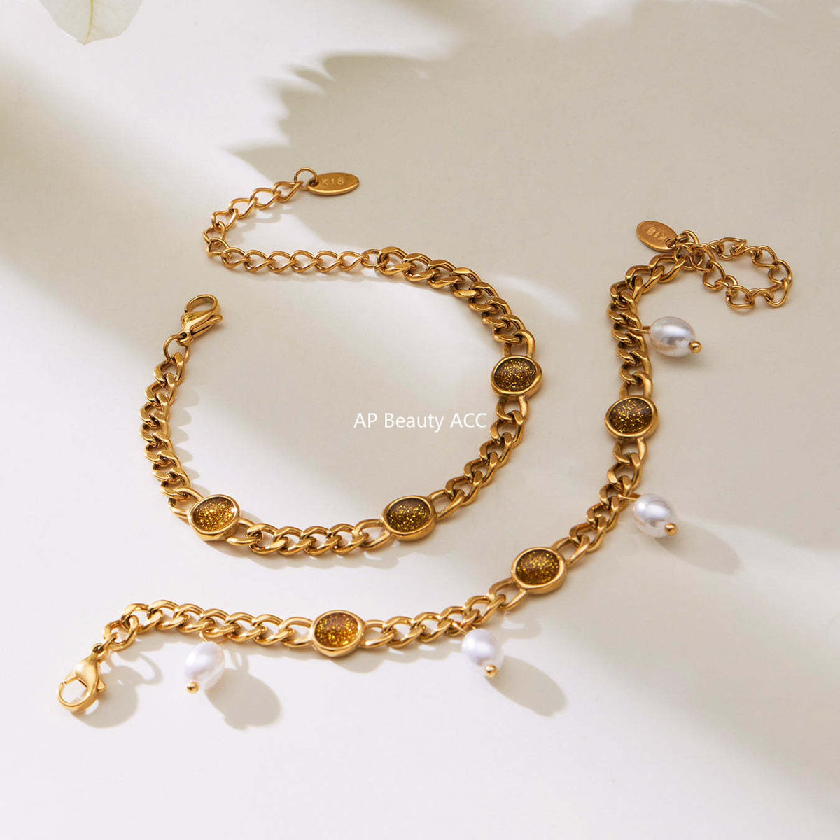 D관 - 스테인리스 스틸 진주 펜던트 18K 도금 목걸이 팔찌 [TXP496] 25.11-4