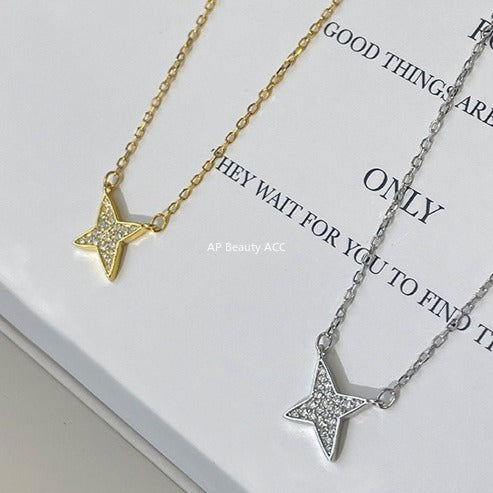 A관 - 925 실버 큐빅 별 펜던트 목걸이 [XL-1229] 25.11-1