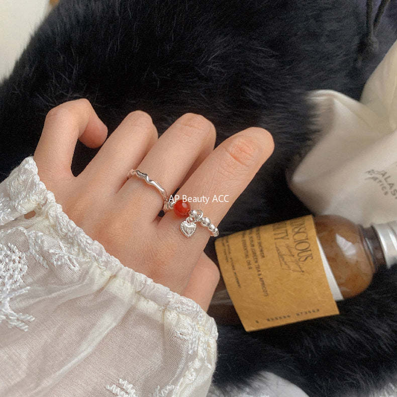 A관 - 미니 펜던트 홍마노 925 실버 비즈 반지 [1520-1527] 25.11-3