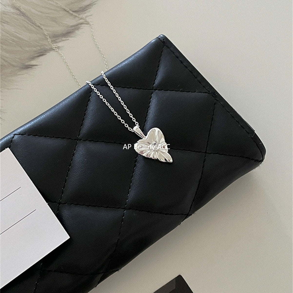 A관 - 925 실버 하트 웨이브 큐빅 펜던트 목걸이 [XL-1204] 25.10-1