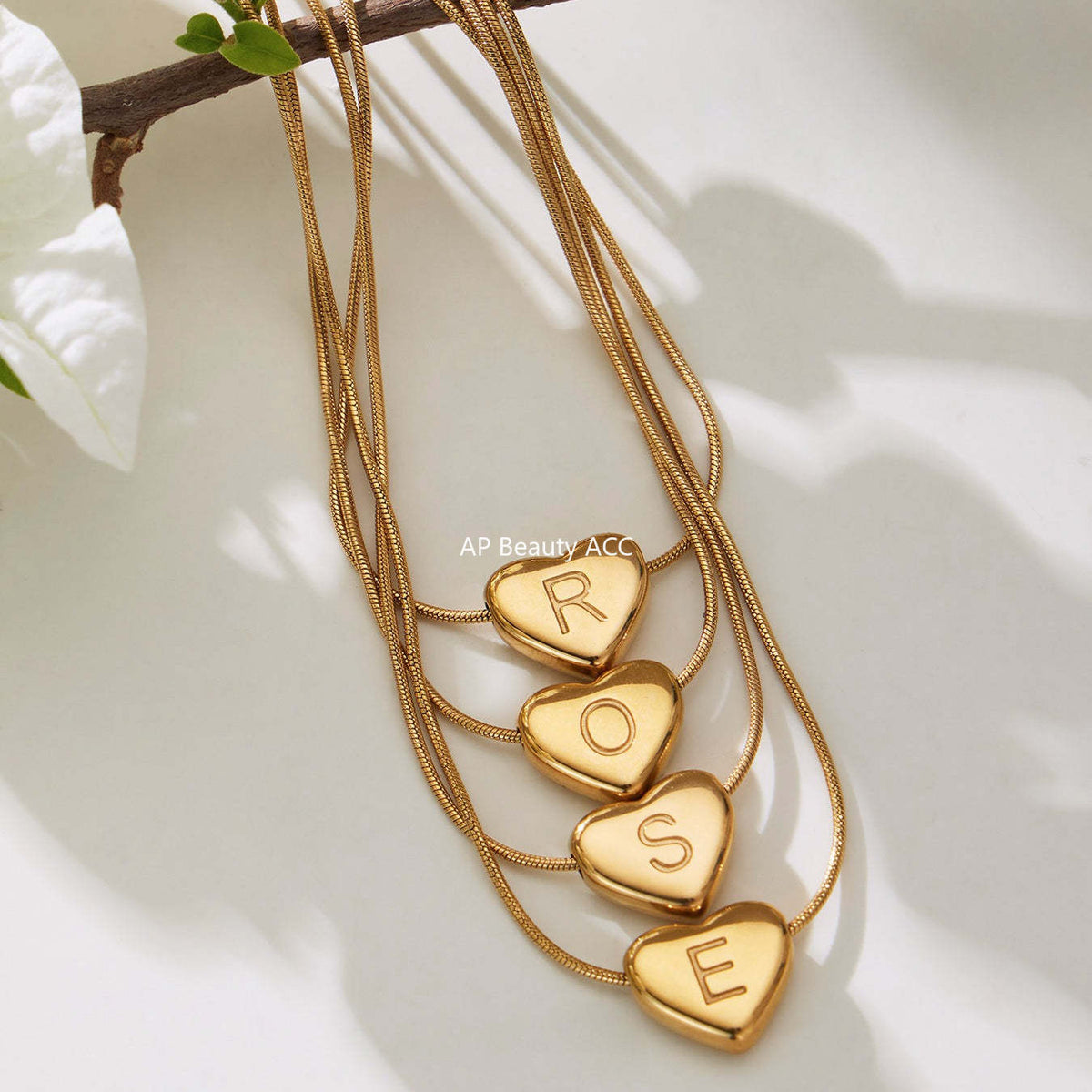 D관 - 스테인리스 스틸 18K 도금 알파벳 하트 펜던트 목걸이 [RP020] 25.12-1