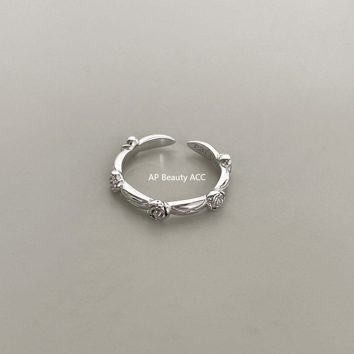 A관 - 925 실버 다이아 패턴 리본 장미 큐빅 반지 [JZ-0712] 25.10-5