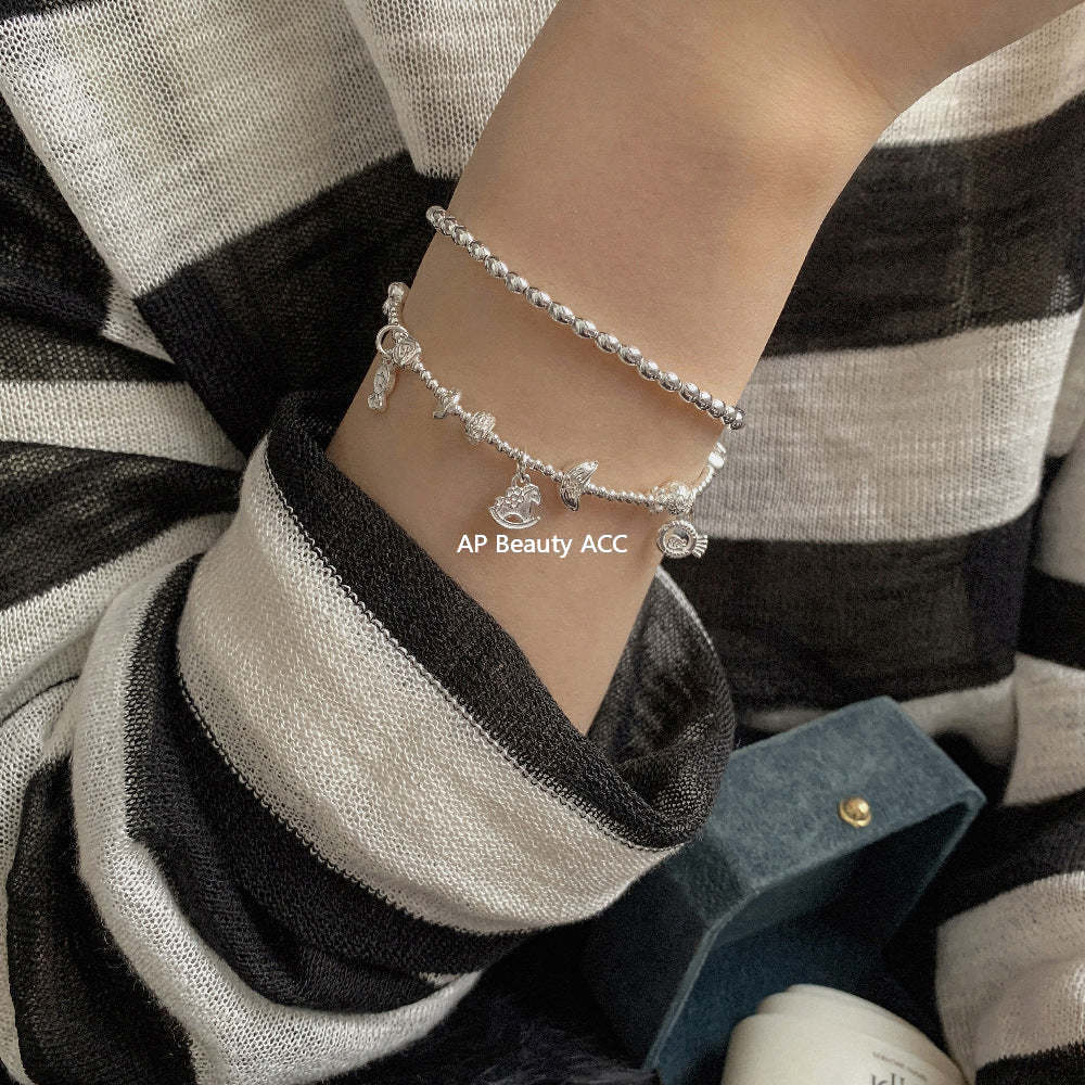 A관 - 동물 하트 라운드 비즈볼 925 실버 팔찌 [1615-1616-1617] 25.11-4