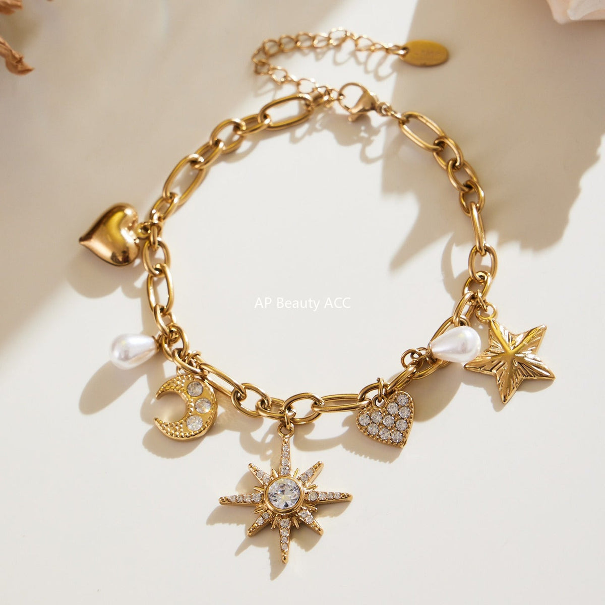 D관 - 스테인리스 스틸 별 달 하트 큐빅 진주 목걸이 팔찌 [TXP413] 25.10-1