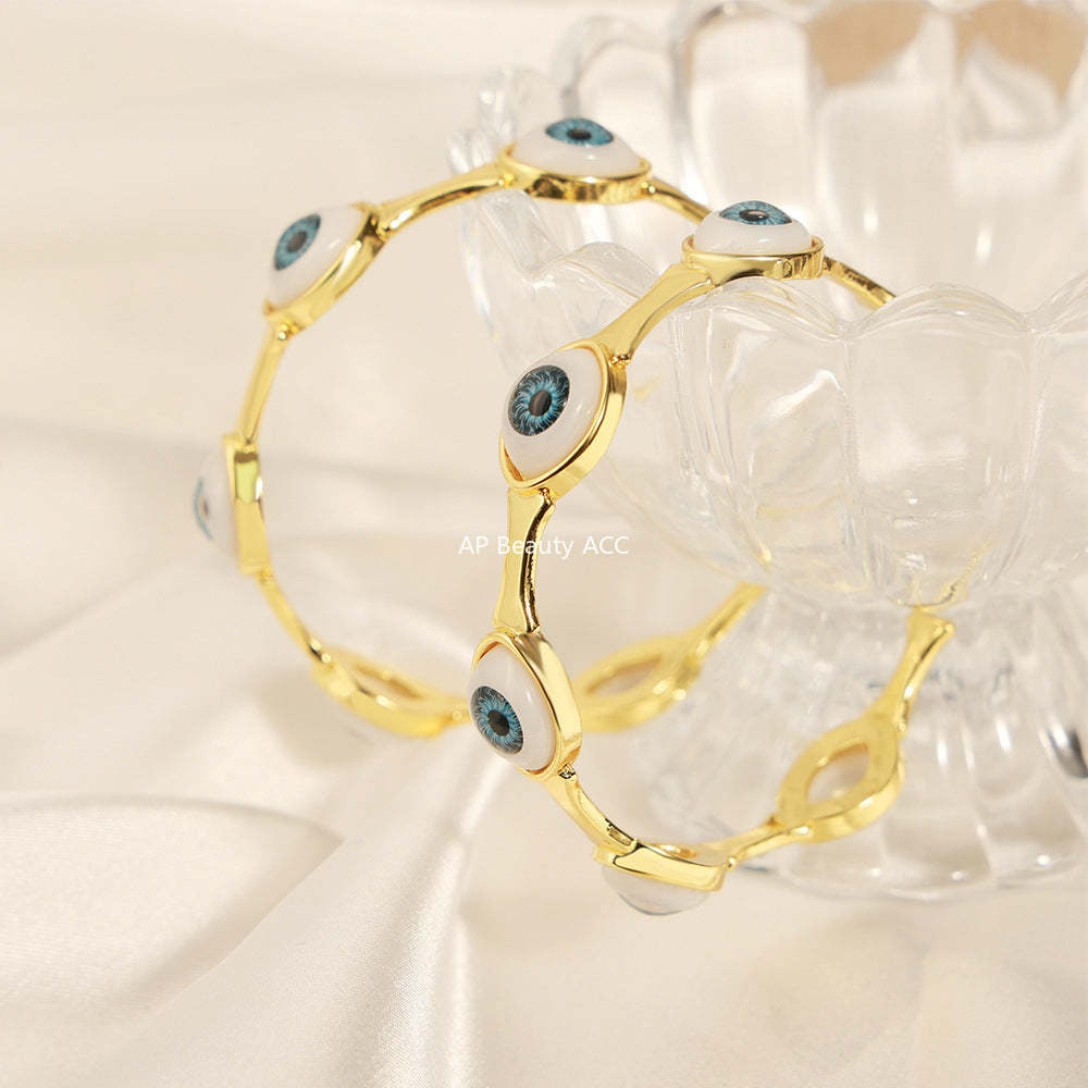 D관 - 신주 18K 도금 악마의 눈 디자인 오픈형 팔찌 반지 [Y088] 25.10-5