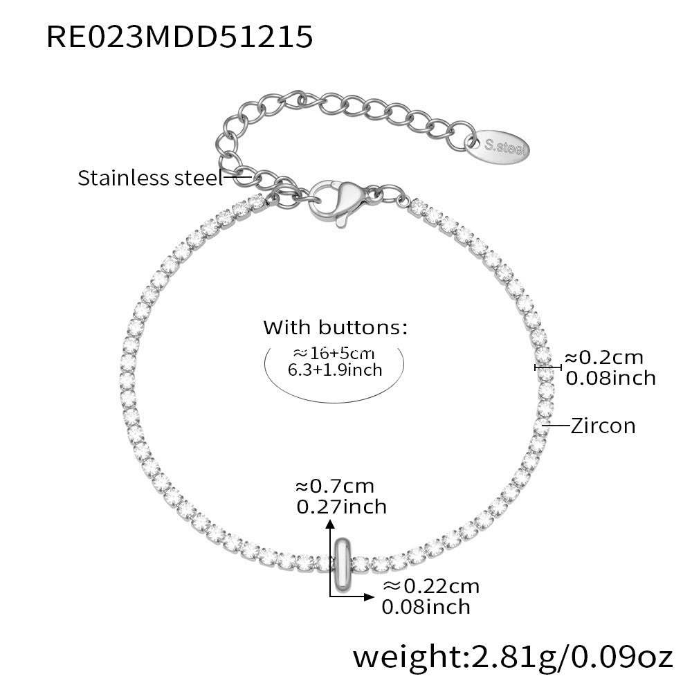 D관 - 스테인리스 스틸 18K 도금 알파벳 큐빅 팔찌 [RE023] 25.12-3