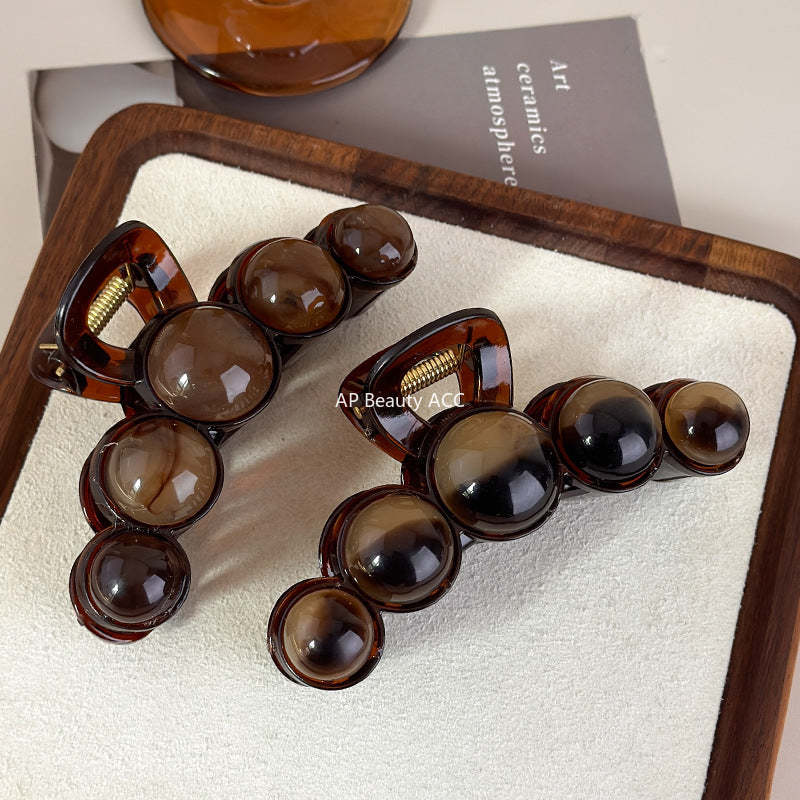 E관 - 브라운 비즈 디자인 대형 집게핀 [27701] 25.11-3