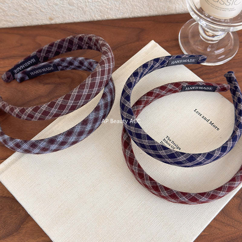 E관 - 체크 패브릭 슬림 머리띠 [27501] 25.09-4