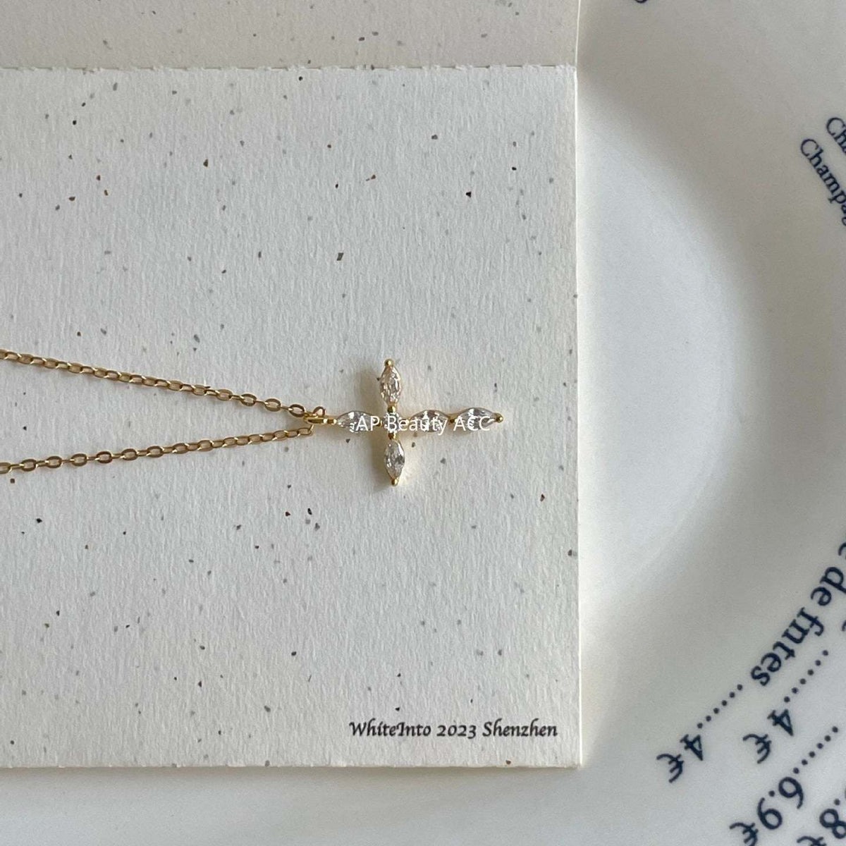 F관 - 925 실버 큐빅 십자가 펜던트 목걸이 [B1387] 25.11-4