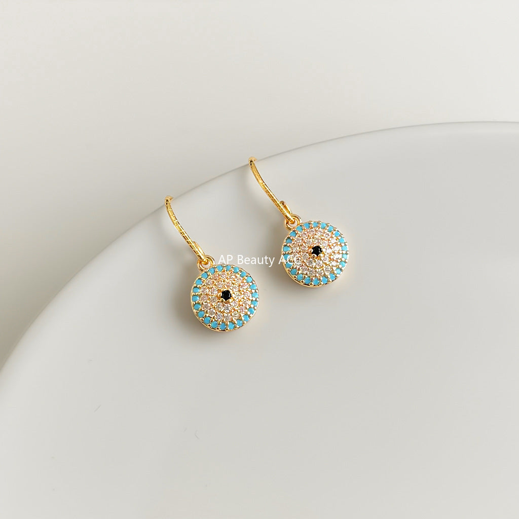 C관 - 핸드메이드 풀 큐빅 원형 후크 귀걸이 [7051] 25.11-2