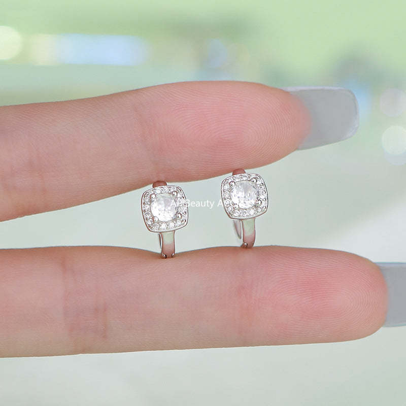 B관 - 925 실버 사각 원형 미니 큐빅 링 귀걸이 [YC3975E_1] 25.09-4