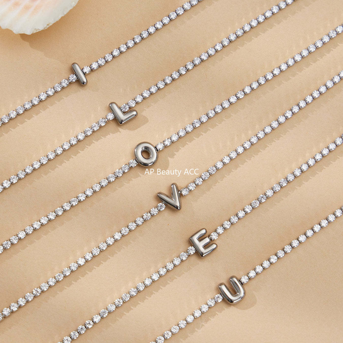 D관 - 스테인리스 스틸 18K 도금 알파벳 큐빅 팔찌 [RE023] 25.12-3