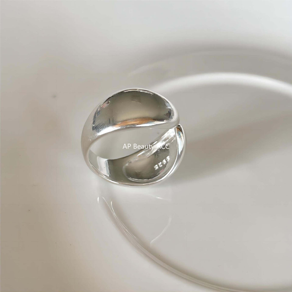 F관 - 925 실버 물방울 모양 대칭 오픈형 반지 [J1902] 25.12-2