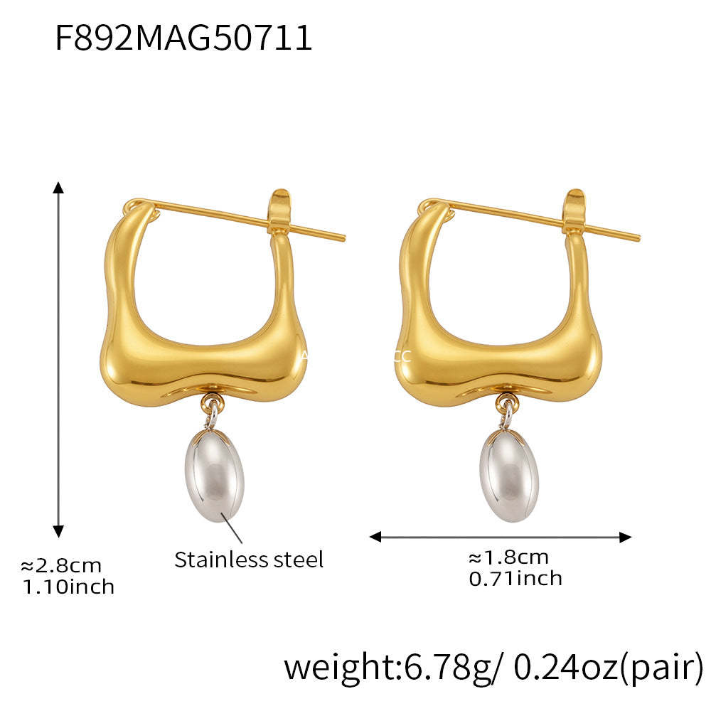 D관 - 볼 디자인 투톤 스테인리스 스틸 귀걸이 [F892] 25.07-3