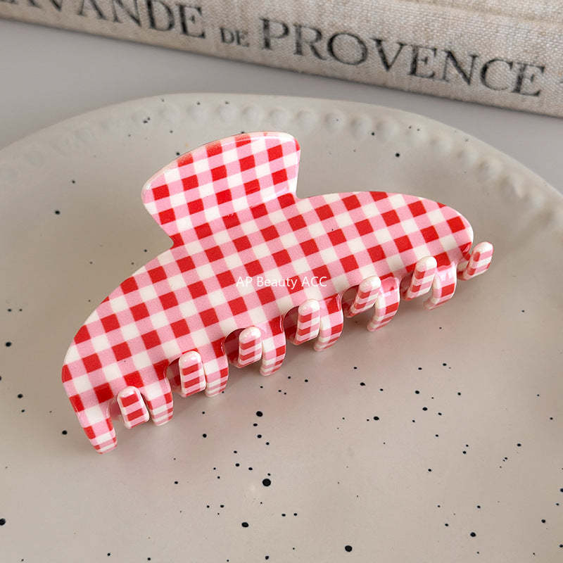 E관 - 아세테이트 체크무늬 심플 스타일 집게핀 [27612] 25.10-5