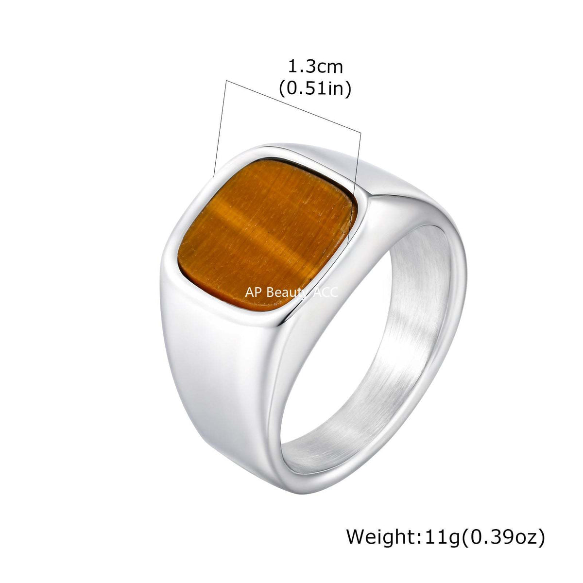 G관 - 스테인리스 스틸 사각 호안석 유광 반지 [RC-620] 25.10-5