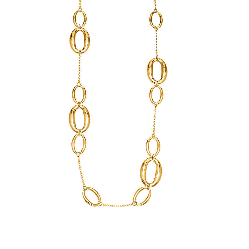 D관 - 기하 O체인 롱 디자인 18K 도금 스테인리스 목걸이 [M084] 25.11-3