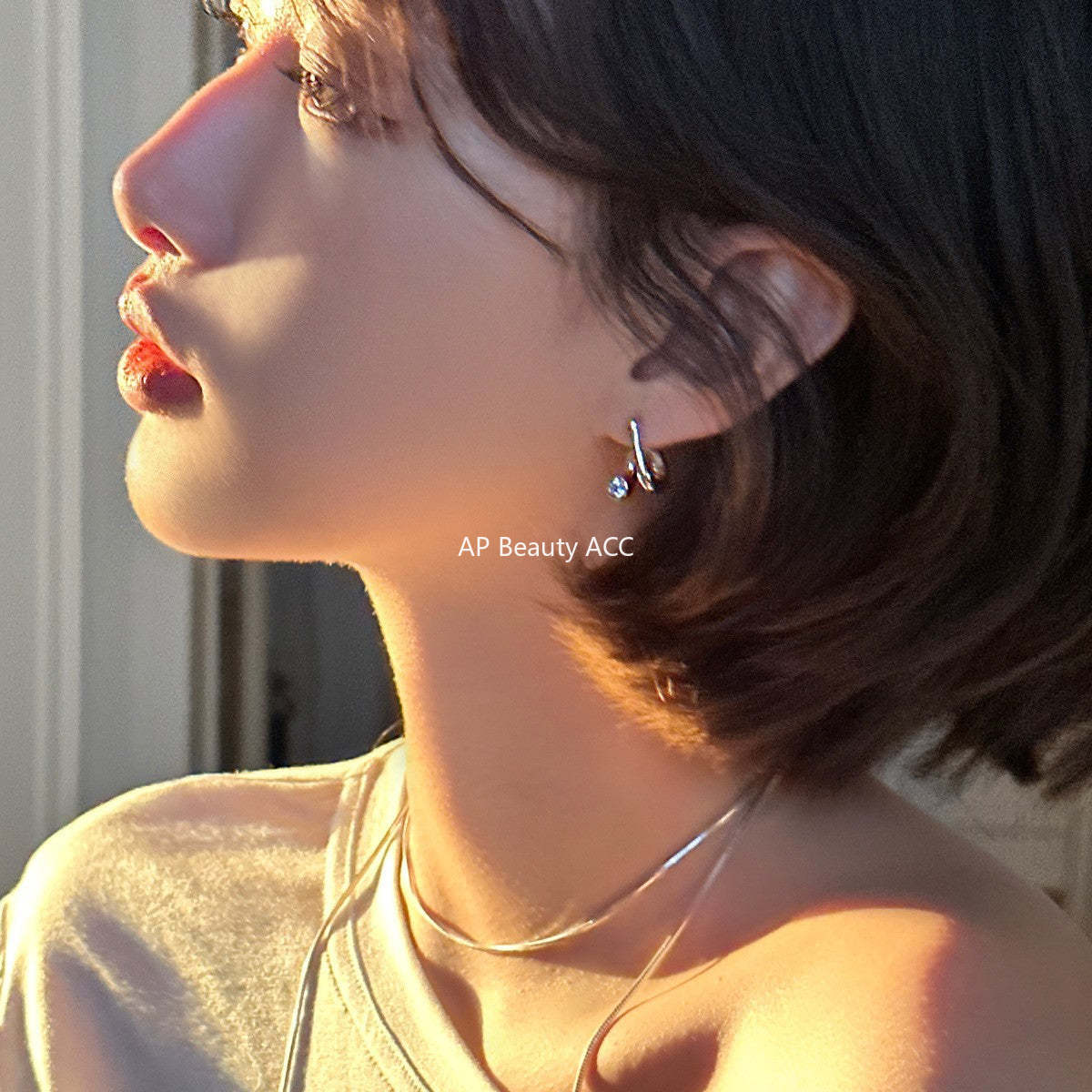 A관 - 925 은침 라인 곡선 디자인 큐빅 귀걸이 [EH-4049] 25.10-5