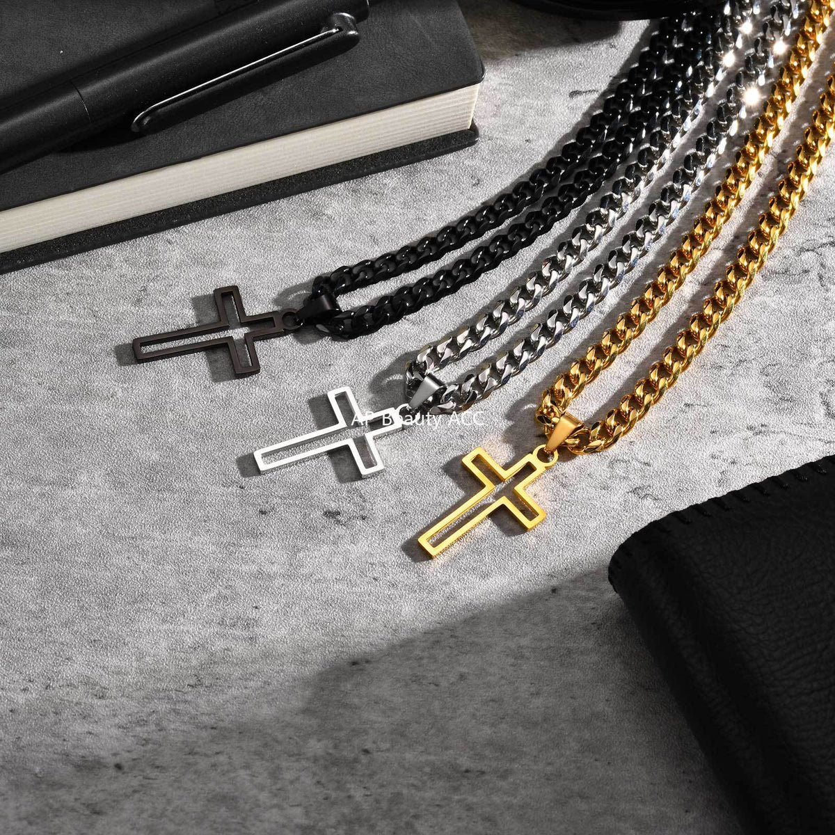 G관 - 스테인리스 스틸 십자가 펜던트 체인 목걸이 [PN-1531] 25.11-1