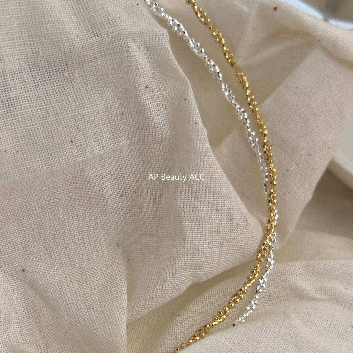 F관 - 925 실버 컷팅 라운드 비즈 실버 파편 목걸이 [B1173] 25.12-3