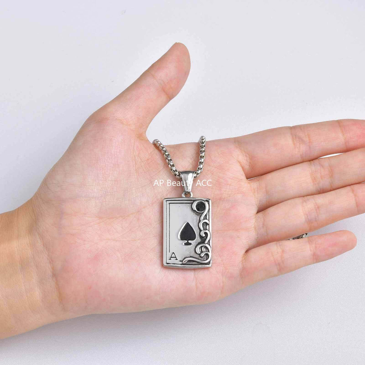 G관 - 스테인리스 스틸 포커 스페이드 A 펜던트 목걸이 [PN-2317S] 25.12-3