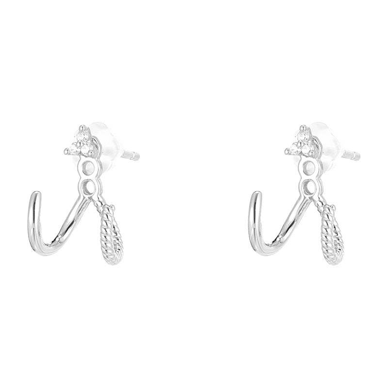 A관 - 삼각 갈고리 모양 큐빅 925 은침 귀걸이 [EH-4289] 25.12-1