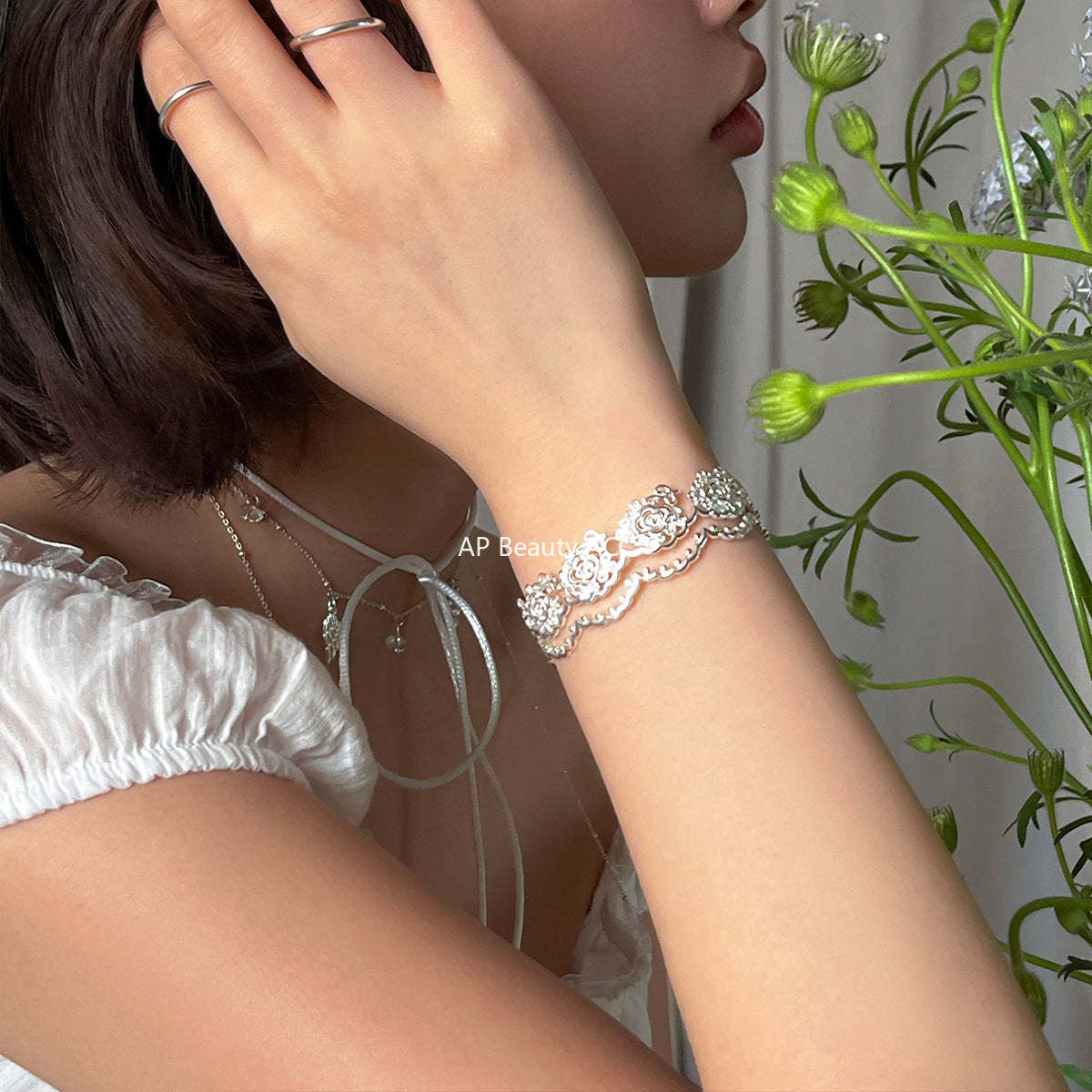 A관 - 플라워 레이스 디자인 오픈형 팔찌 [SL-486] 25.10-5