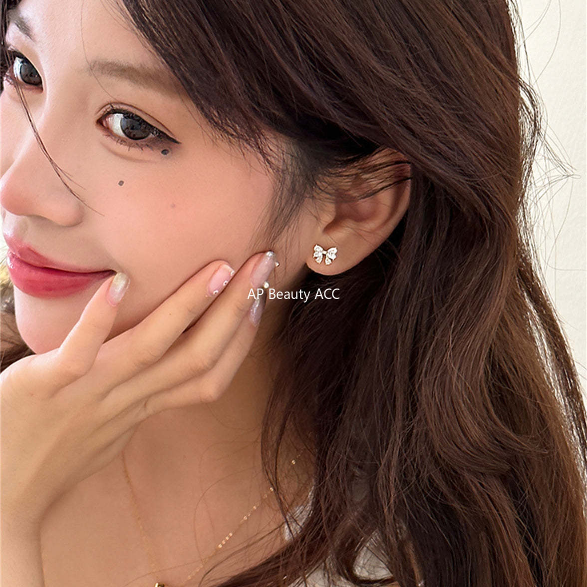 A관 - 925 은침 하트 큐빅 리본 귀걸이 [EH-4037] 25.09-2