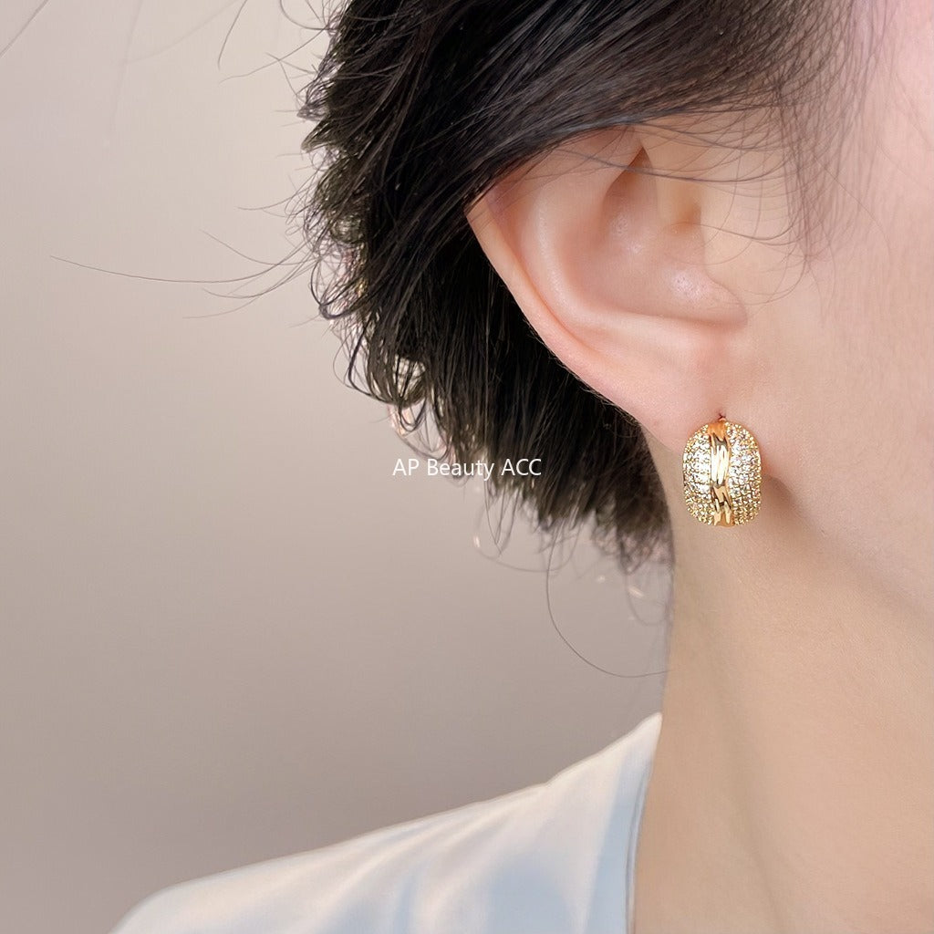 C관 - 925 은침 풀큐빅 볼드 귀걸이 [6992] 25.11-1