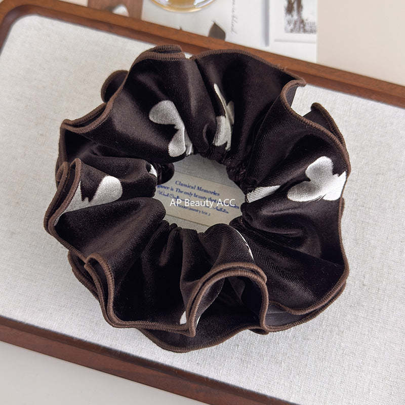 E관 - 벨벳 나비 패턴 더블 레이어 대형 곱창 헤어밴드 [27695] 25.11-3