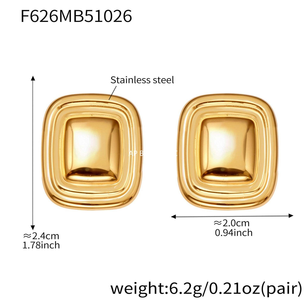 D관 - 스테인리스 18K 도금 8자형 스퀘어 모양 귀걸이 [F625-F626] 25.10-5