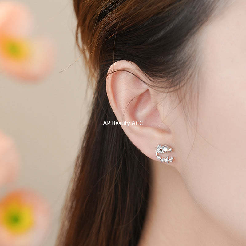 B관 - 999 실버 별빛 물고기꼬리 디자인 귀걸이 [YC2204E_1] 25.11-1