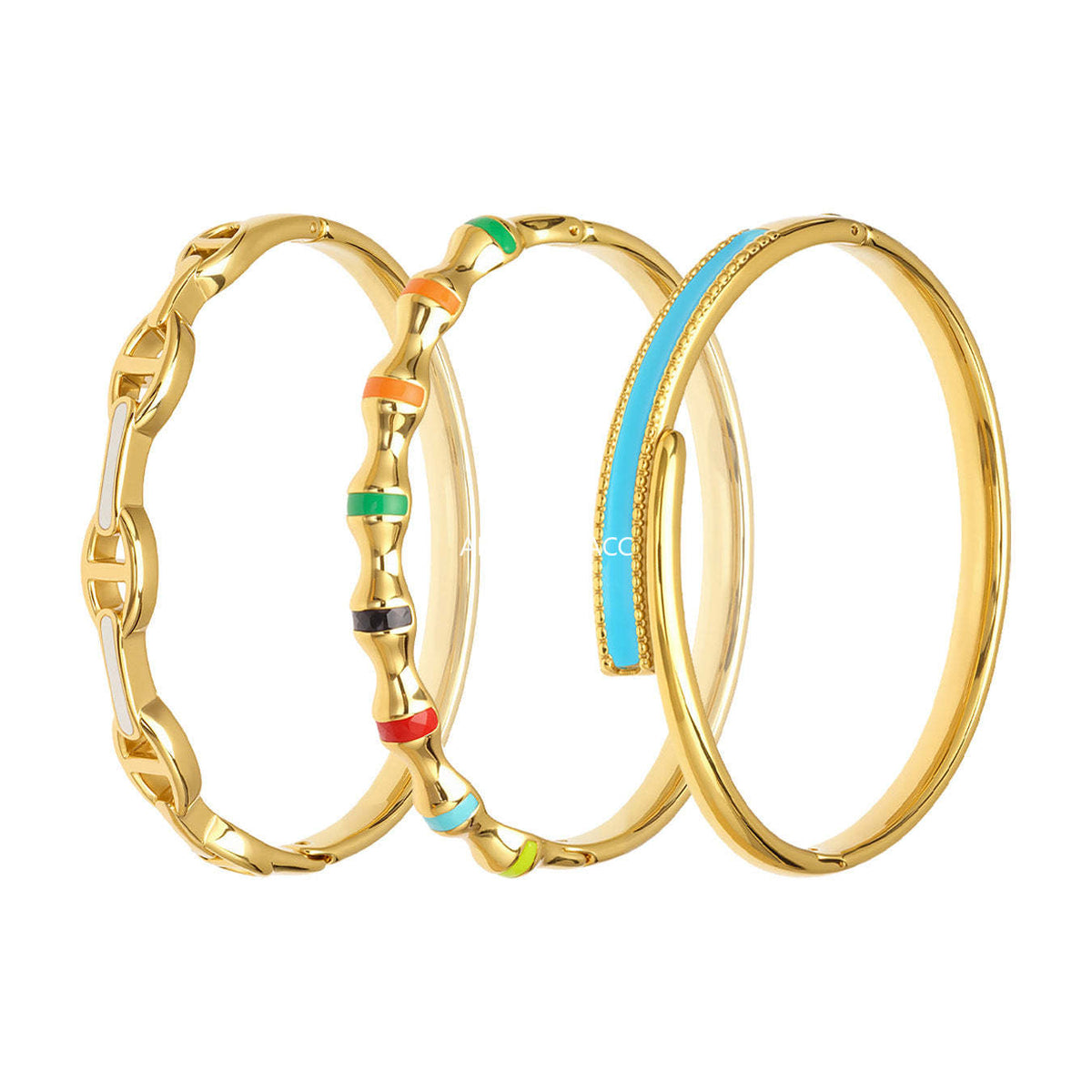 D관 - 스테인리스 스틸 18K 도금 버클 팔찌 [Z522-Z523-Z524] 25.12-3