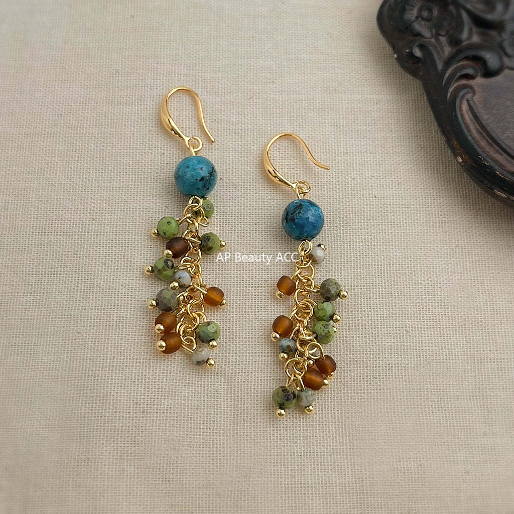 C관 - 천연석 롱 태슬 핸드메이드 후크형 귀걸이 [6856] 25.09-4