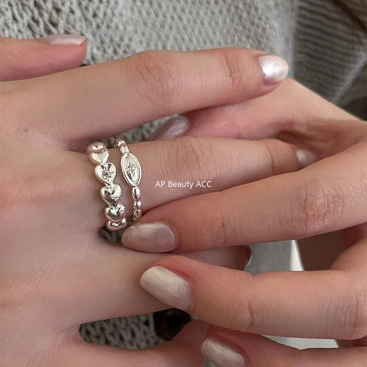 A관 - 925 실버 하트 별 큐빅 오픈형 반지 [JZ-0719] 25.11-1