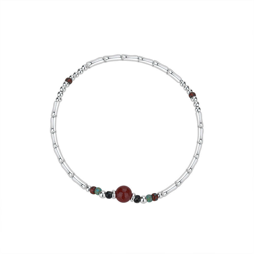 B관 - 925 실버 대나무 마디 모양 비즈 팔찌 [YC4035SL_2] 25.12-3