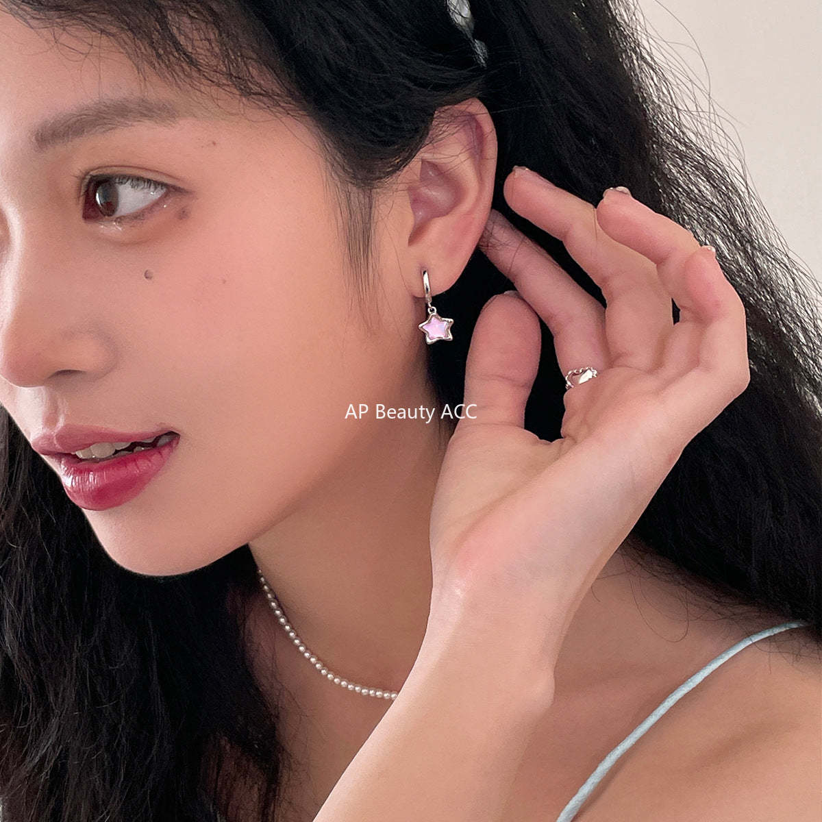 A관 - 925 은침 반짝이는 별 펜던트 링형 귀걸이 [EH-2869] 24.07-2