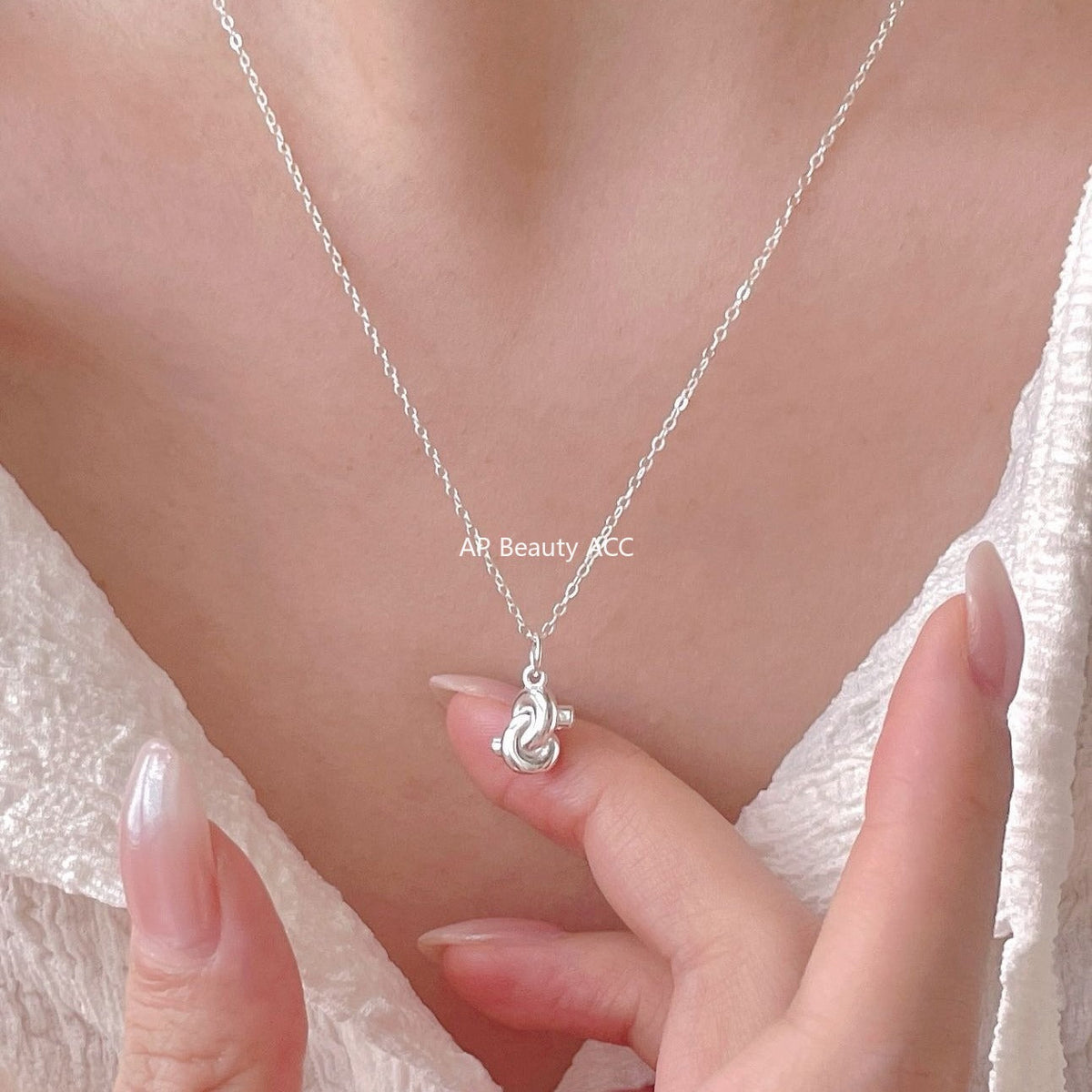 F관 - 925 실버 하트 매듭 펜던트 목걸이 [B1380] 25.11-1