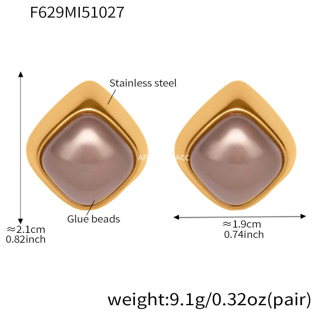 D관 - 스테인리스 18K 도금 그레이 진주 비정형 귀걸이 [F629] 25.10-5