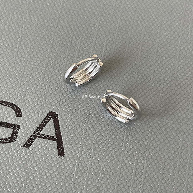 A관 - 925 은침 겹처진 코일 모양 링 귀걸이 [EH-3132.SJ] 25.12-2