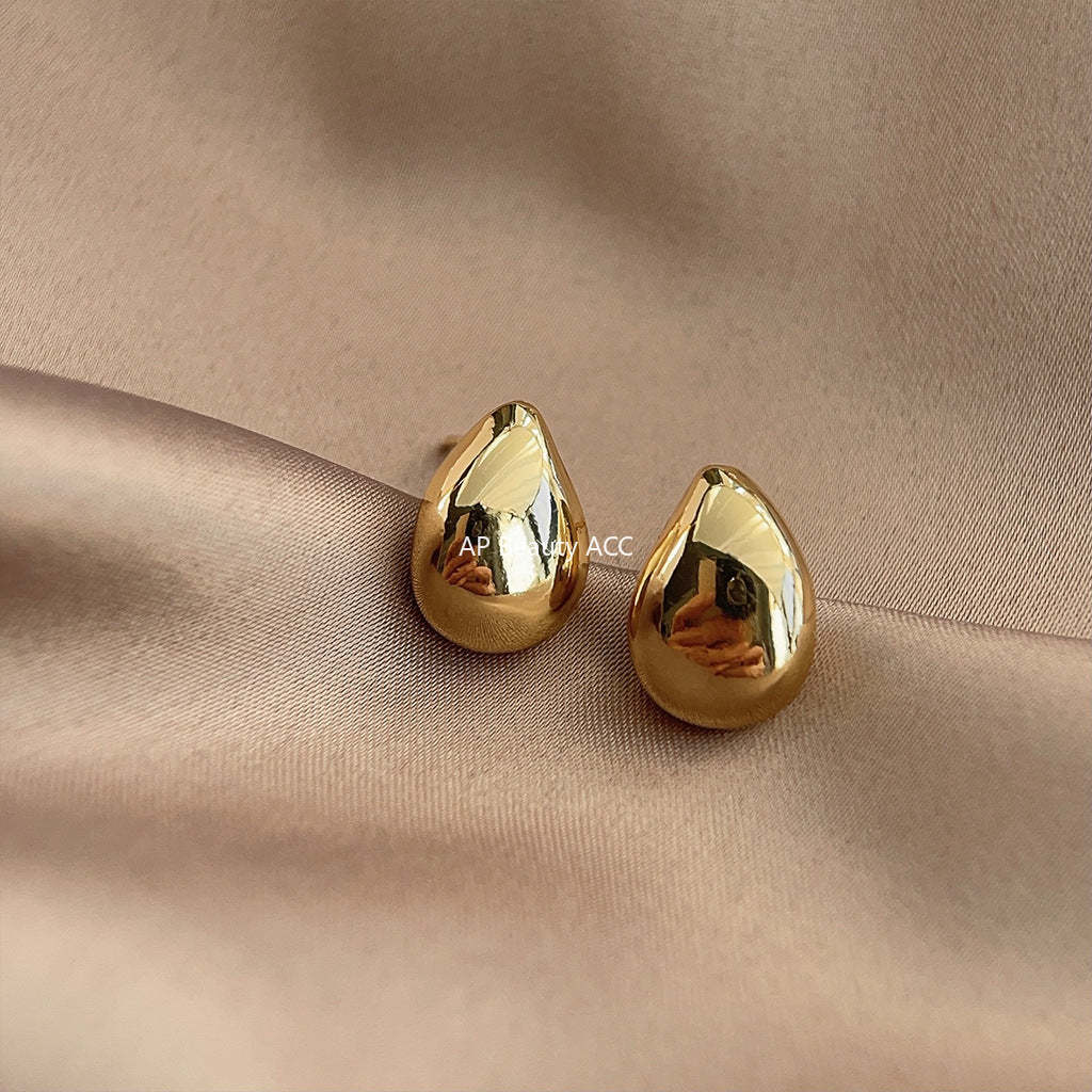C관 - 물방울 디자인 유광 14K 도금 미니멀 귀걸이 [3232-3233] 25.03-2