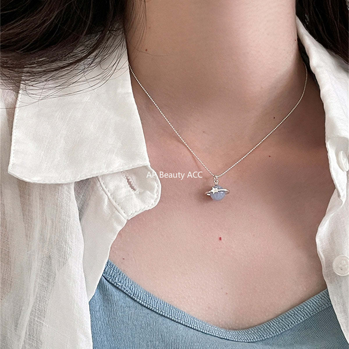 A관 - 925 실버 행성 별 천연석 펜던트 목걸이 [XL-1208] 25.09-4