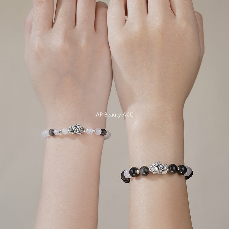 B관 - 999 실버 빈티지 행운 비즈 커플 팔찌 [YC4563SL_1] 25.10-3