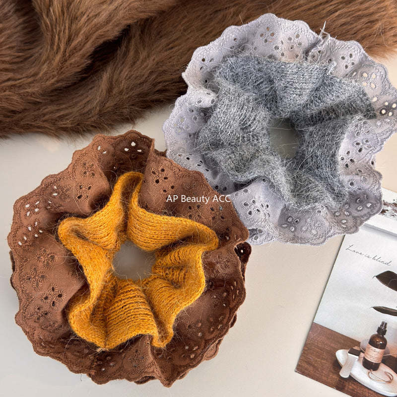 E관 - 패브릭 니트 레이스 곱창 헤어밴드 [27752] 25.12-1