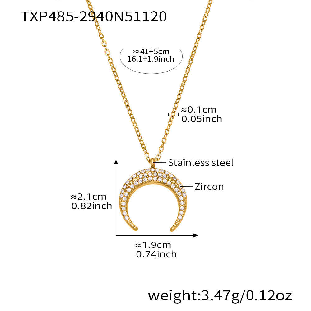 D관 - 스테인리스 스틸 팔각별 초승달 큐빅 펜던트 귀걸이 목걸이 [TXP485] 25.11-4
