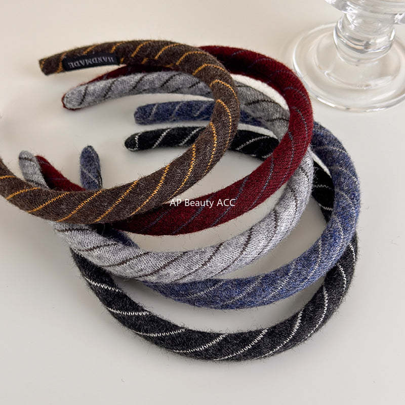 E관 - 사선 스트라이프 니트 울 머리띠 곱창 헤어밴드 [27523] 25.09-4