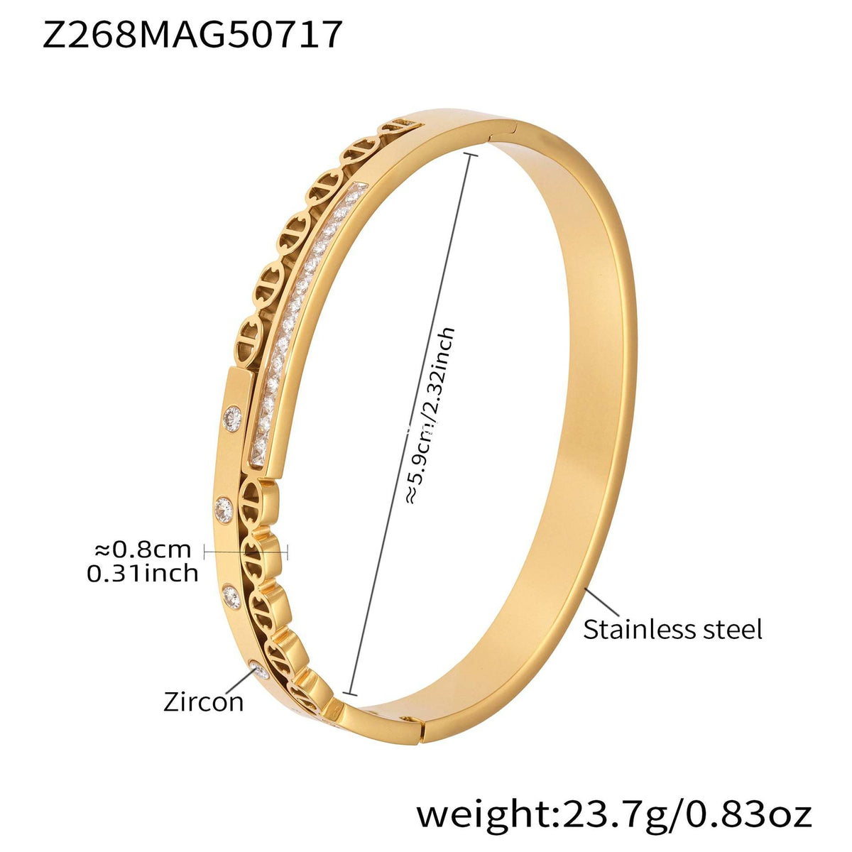 D관 - 큐빅 라인 스테인리스 스틸 18K 도금 팔찌 [Z467-Z468] 25.07-4